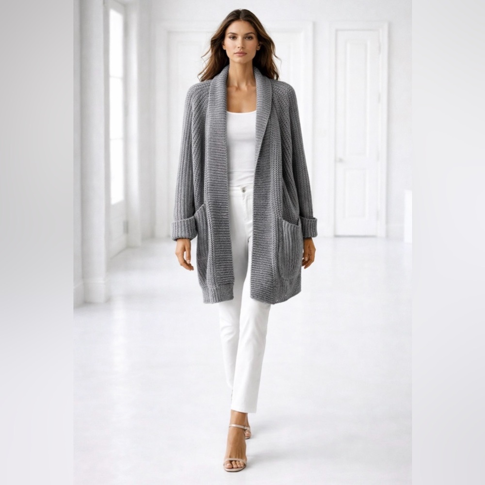 Bobi Black Los Angeles Cozy Open-Front Knit Cardigan Sweater